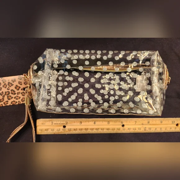 Clear/Silver Polka Dot Makeup Bag Set - Picture 8 of 11